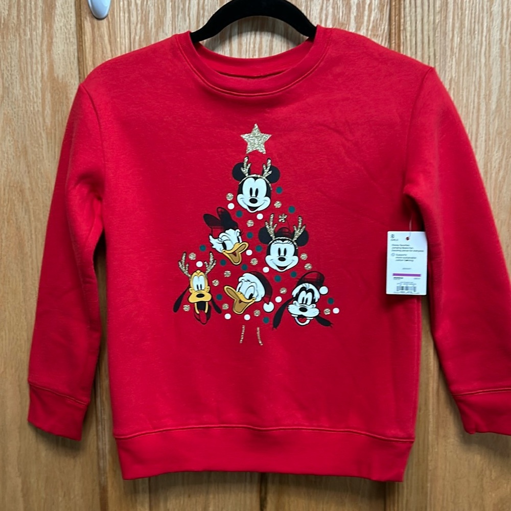 Girl’s Disney favorites Christmas Sweatshirt. NWT. Size 8